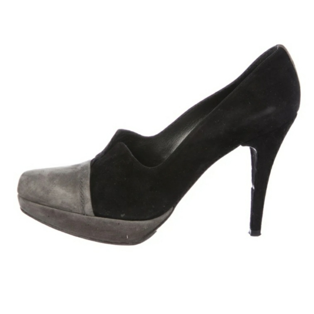 Stuart Weitzman Black & Gray Suede Platform Heels - image 1
